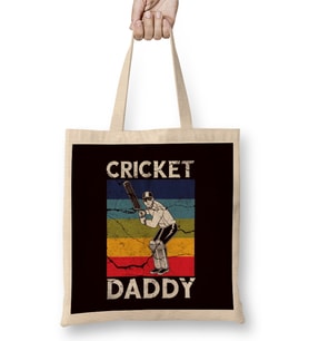 Cricket Daddy Father Cricketer Pitch Bowler Sports Bez Çanta Uzun Saplı