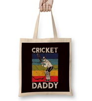Cricket Daddy Father Cricketer Pitch Bowler Sports Bez Çanta Uzun Saplı