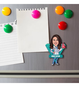Kadın Kalp Doktoru Karikatürlü Buzdolabı Magneti