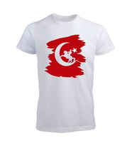 Bayrak ve Atatürklü Tişört (Düz Beyaz)