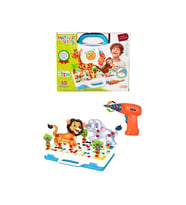 Eğitici Çantalı Pilli Matkap 3d Puzzle Mozaik Hayvanlar (Çok Renkli)