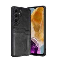 Samsung Galaxy M15 Sara Kartvizitli Deri Kılıf - Siyah