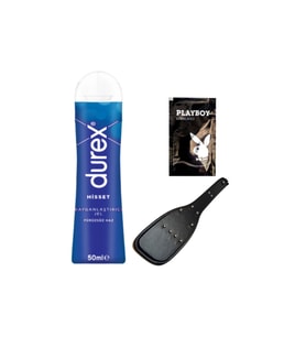 Durex Hisset Pürüzsüz Hazlar 50 ml Jel + Siyah Deri Şaplak + Hediye