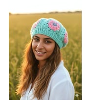 Örgü Ressam Beresi , Kemzey Handmade El Yapımı Kadın Bereleri (Çiçek Dsn Mint)