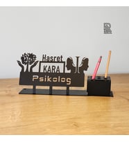Psikolog Masa İsimlik - Kişiye Özel İsimlik - Psikolog Masaüstü Kalemlik Seti