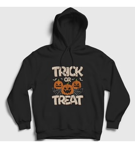 Presmono Unisex Siyah Trick Or Treat V2 Halloween Cadılar Bayramı Kapüşonlu Sweatshirt 501061tt