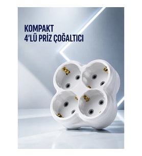 Mey İthalat® Duvar Tipi Priz Çoğaltıcı 4 Çıkışlı Kablosuz Kompakt Priz Adaptörü