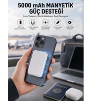5000 Mah İos Uyumlu Magsafe Kablosuz Şarj Hızlı Şarj Desteği