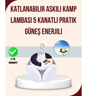 Katlanabilir Güneş Enerjili Led Kamp Lambası Usb Şarjlı