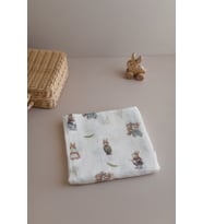 %100 Organik Pamuk Çift Katlı Müslin Örtü-vintage Rabbit- 100cm*100cm(ÜRÜND