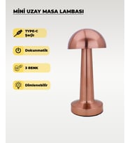 Rose Mantar Masa Lambası - Dokunmatik - 3 Renk Işık
