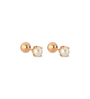 İkili Tragus Doğal İnci Çift Taraflı Top Piercing (Rose)