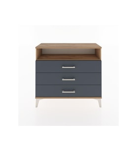 Arges Şifonyer Tek Raflı 3 Çekmeceli 88x30x80 Çam-Antrasit