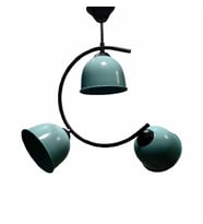 MYLİGHTS  ÜÇLÜ TURKUAZ BAŞLIKLI METAL SARKIT AVİZE  (Siyah)