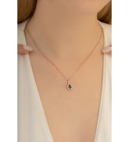 Rose Renk Damla Model Yakut Taşlı Kadın Gümüş Kolye Gkldmlm1del-ros