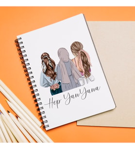 Kız Arkadaş Tesettürlü - Açık ( Hep Yan Yana ) Tasarımlı Defter