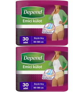 Depend Emici Külot Hasta Bezi Large - Büyük Kadın 60 Adet (2PK*30)