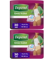 Depend Emici Külot Hasta Bezi Large - Büyük Kadın 60 Adet (2PK*30)
