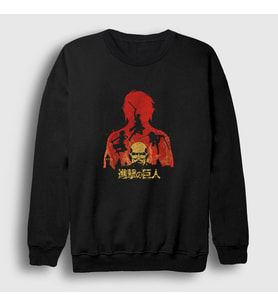 Presmono Unisex Siyah Colossal Anime Attack On Titan Sweatshirt 125098tt