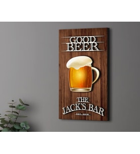 BK Gift Kişiye Özel Kabartma Tasarımlı Ahşap Bar Tabelası 46cm, Home Bar Tabela, Rustik Ev Dekorasyonu, Duvar Dekoru (Model 1)