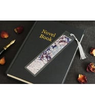 %100 El Yapımı Gerçek Ebru Sanatı Renk ve Desenli Kitap Ayracı 19,5x4,5 cm (Gri)