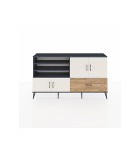 Arges Konsol 5 Raflı Tek Çekmeceli 4 Kapaklı 176x30x99 Antrasit-Aytaşı/Çam