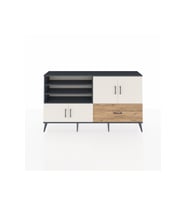 Arges Konsol 5 Raflı Tek Çekmeceli 4 Kapaklı 176x30x99 Antrasit-Aytaşı/Çam