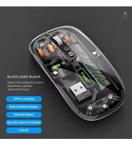 Şeffaf Mouse Kablosuz Mouse Fare Şarjlı Bluetooth Wireless Çift Modlu Sessiz 5 Tuşlu DPI Kontrol (Siyah)