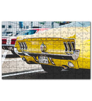 Cakapuzzle Sarı Mustang Klasik Arka Görünüş Yakın Plan Puzzle Yapboz MDF (Ahşap) (120 Parça)