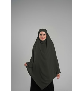 Haki Pratik Hazır Geçmeli Tesettür Eşarp Krep Bağcıklı Sufle Hijab 2313_09