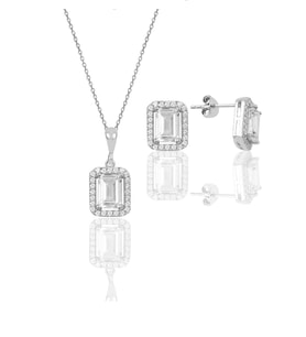 Söğütlü Silver Gümüş Baget Taşlı Ikili Set