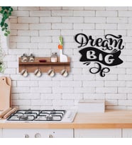 BK Home Doğal Ahşap Raflı Dekoratif Fincan Askılığı ve Büyük Düşün Duvar Süsü-1 (Beyaz)
