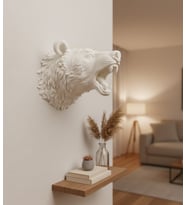 Özel Tasarım Beyaz Ayı Duvar Aksesuarı 3D Dekoratif Heykel 25x19 cm