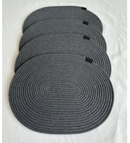 Jüt Amerikan Servis Sofra Altlığı, Masa Dekoru Supla Oval Mavi 30x40 4lü (Antrasit)