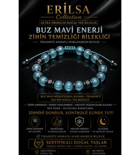 Sertifikalı Terahertz - Buz Mavi Hidrotermal Kuvars Zihin Temizleme Bilekliği - 8 MM Unisex Taş