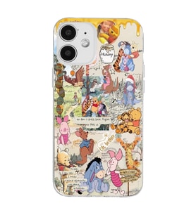 Iphone 12 Uyumlu Winnie The Pooh Kolaj Tasarımlı Şeffaf Telefon Kılıfı
