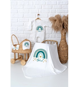 Pia Baby Premium %100 Pamuk İsme Özel Kız Bebek Hastane Çıkışı Bebek Hediye 5055-05 (Ekru)