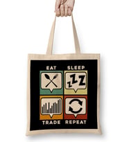 Eat Sleep Trade Repeat Funny Trading & Investing Bez Çanta Uzun Saplı