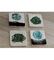 Soyut Tasarım ve Manzara Doğal Taş Bardak Altlığı 4'lü set - Natural Stone Coasters