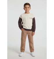 Kahverengi Kahve Erkek Çocuk Keten Pantolonlu Sweatshirt 2li Takım 24516