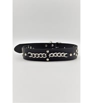 Hakiki Deri Ayarlanabilir Büyük Irk Köpek Tasması 4 Cm X 67 Cm Boyun Ölçüleri: 45 - 59 Cm (Siyah)