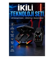 K98 Bluetooth Kulaklık ve Akıllı Saat İkili Set OLED Ekran Gürültü Önleyici