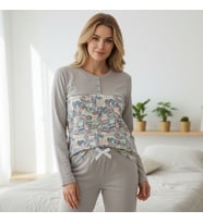 Kadın Pamuklu Bohçalık Ve Çeyizlik Açık Kahve Renk Pijama Takımı AL501 V1