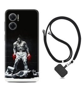 Xiaomi Redmi Note 11E Kılıf Resimli Boyun Askılı İpli Desenli Silikon Muhammed Ali 1369