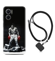 Xiaomi Redmi Note 11E Kılıf Resimli Boyun Askılı İpli Desenli Silikon Muhammed Ali 1369