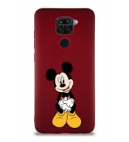 Xiaomi Redmi Note 9 Soft Premier Kapak Mickey Mouse-A Tasarımlı Silikon Kılıf - Mürdüm (Şeffaf)