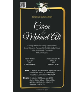 Nikah Düğün Nişan Kına Davetiyesi Beyaz Zarflı 5030 Kodlu