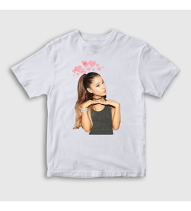 Presmono Unisex Çocuk Beyaz Hearts Ariana Grande T-Shirt 152399tt