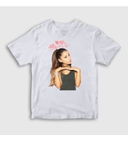 Presmono Unisex Çocuk Beyaz Hearts Ariana Grande T-Shirt 152399tt
