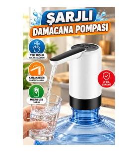 Şarjlı Damacana Su Pompası – Tek Tuşlu, Katlanabilir ve Micro USB Şarjlı